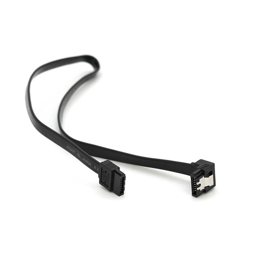 Кабель інтерфейсний SATA 0.45м, загнутий із клямкою, чорний