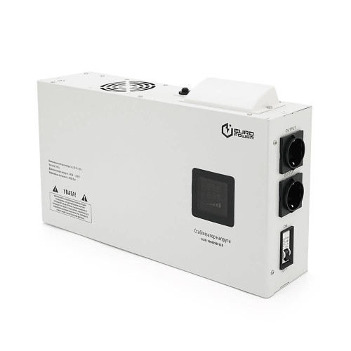 Стабілізатор напруги релейний настінного монтажу Europower SLIM-10000SBR LED, 10KVA 9000W, 140-270Vac, 2SHUKO, Q1 (515*270*205) 13.5 кг
