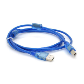 Кабель USB 2.0 AM / BM, 1.5m, 2 ферита, прозорий