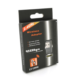 Бездротовий мережевий адаптерWi-Fi-USB Merlion CL-UW06, RT7601, 802.11bgn, 150MB, 2.4 GHz, WIN7 / XP / Vista / 2K / MAC / LINUX, Blister Q400