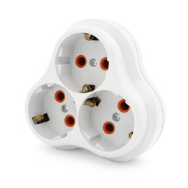 Розетка трійник з заземленням AK303, White, Q10