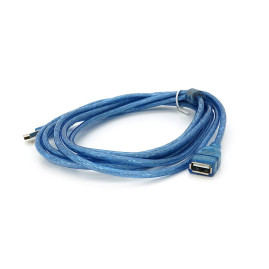Подовжувач USB 2.0 AM / AF, 3.0m, 1 ферит, прозорий синій Q150