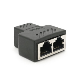 Розгалужувач RJ45 8P8C мама / 2 Х мама RJ45 для розгалуження кабелю, екранований, чорний, Q100