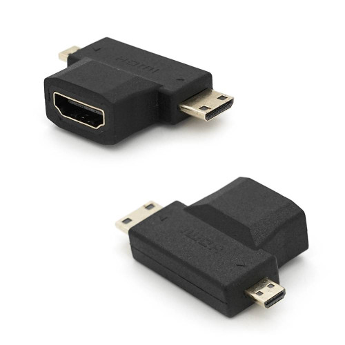 Перехідник mini HDMI (тато) -micro HDMI (тато) -HDMI (мама)