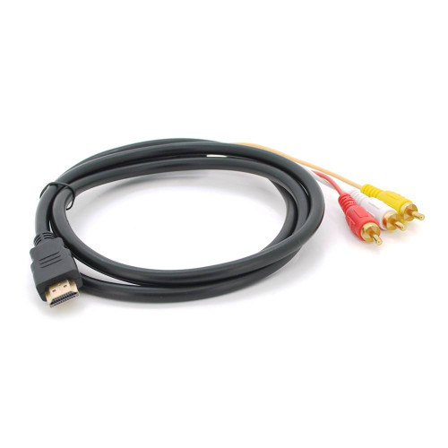 Кабель HDMI (тато)-3RCA (тато), 1.5m, 1 ферит, обплетення, Black/Red, пакет