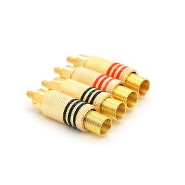 Роз'єм RCA з пружиною (під болт) латунь, 4шт у комплекті, 2*Black, 2*Red