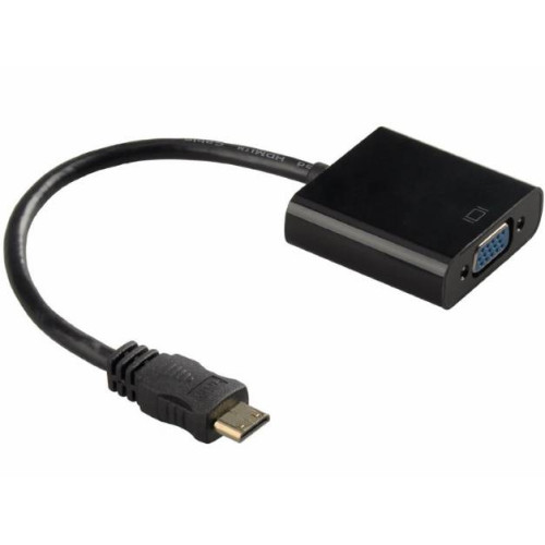 Конвертер mini HDMI (тато) на VGA (мама) 30cm, Black, 4K / 2K, Пакет