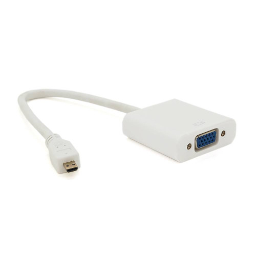 Конвертер micro HDMI (тато) на VGA(мама) 30cm, White, 4K/2K, Пакет
