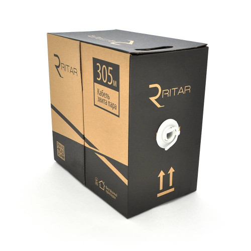 Кабель КНПЕ FTP-cat.6 (4 * 2 * 0.56), Ritar, (CU), для зовн. робіт, 305м, Black, Corton BOX, Q2