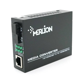 Медіаконвертер Merlion A (IC + 113), 1310 WDM одноволоконний Full / Half duplex, SC 25km (-40 + 85 ° C), + блок живлення 5V 1A Q50