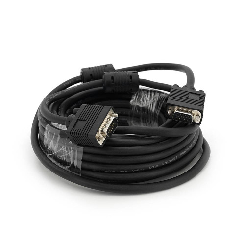 Кабель Merlion VGA 10m, male to male (тато-тато), 2 фериту, чорний, Пакет Q50