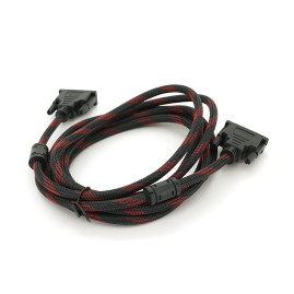 Кабель Merlion Dvi-Dvi 3.0m, 2 ФЕРИТ, обплетення, Black / Red, 24 / 24pin, (Пакет) Q100