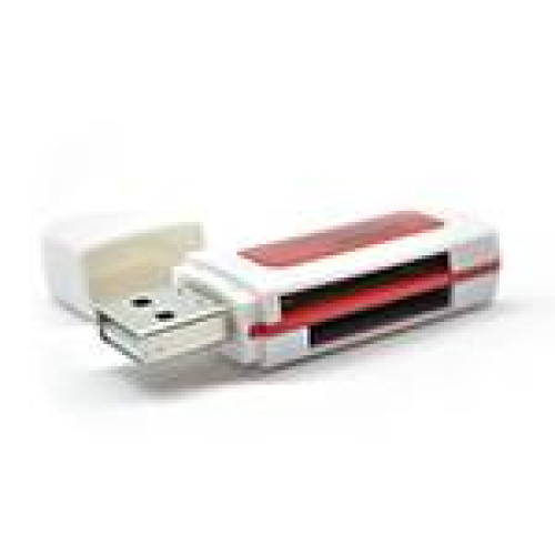 Кардридер універсальний 4в1 MERLION CRD-5RD TF/Micro SD, USB2.0, RED, OEM Q50