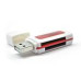 Кардридер універсальний 4в1 MERLION CRD-5RD TF/Micro SD, USB2.0, RED, OEM Q50