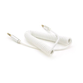 Кабель AUX Audio DC3.5 тато-тато 1.5м пружина, CCA Stereo Jack, (круглий) White cable, Box