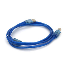 Кабель USB 2.0 RITAR AM / BM, 1.5m, 1 ферит, прозорий синій Q250
