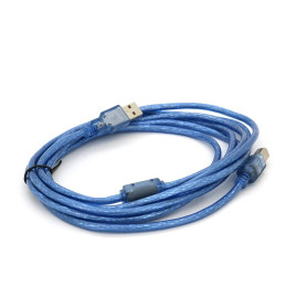 Кабель USB 2.0 RITAR AM/BM, 3.0m, 1 ферит, прозорий синій