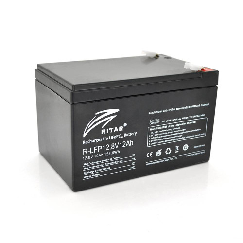 Акумуляторна батарея Ritar LiFePO4 12,8V 12Ah 153,6Wh BMS6A@4S ( 150 x 98 x 95 (100) ) Q6