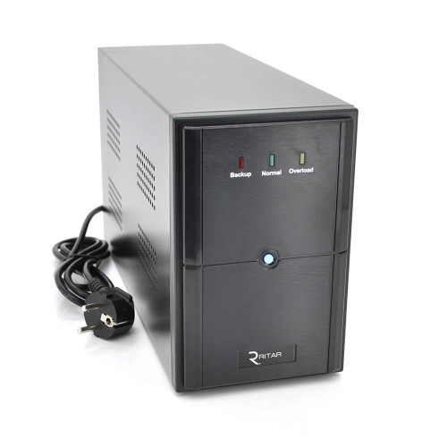 ДБЖ Ritar E-RTM600L-U (360W) ELF-L, LED, AVR, 2st, USB, 2xSCHUKO socket, 1x12V7Ah, metal CaseQ4 (370*130*210) 4,8 кг (310*85*140)