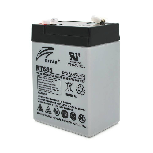 Акумуляторна батарея AGM RITAR RT655, Gray Case, 6V 5.5Ah (70х47х99 (105)) Q20