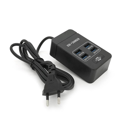 Мережевий фільтр ТВ-Т05, 4 USB, 1.5 м, перетин 3х0,5мм, 2.1А, Black, Box