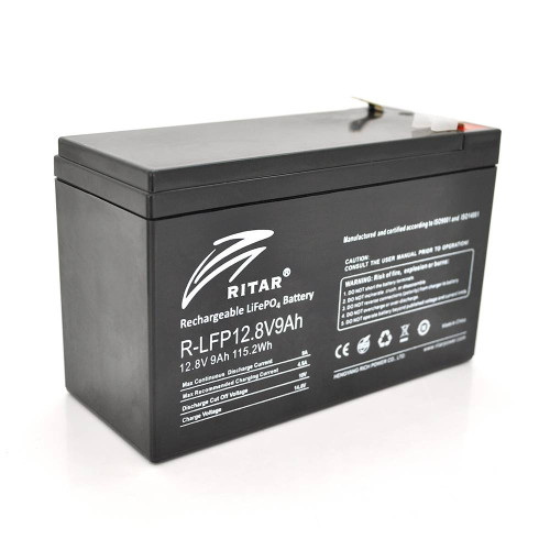 Акумуляторна батарея Ritar LiFePO4 12,8V 9Ah (115,2Wh) BMS4.5A@4S (150 x 65 x 95 (100), 0,98kg Q10