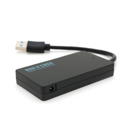 Хаб USB 3.0, 4 порти, плоский, чорний, підтримка до 2TB, кабель 0,14 м, Blister