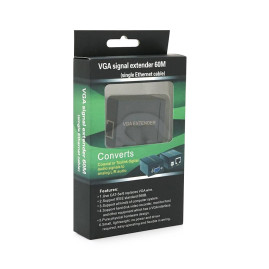 Пасивний подовжувач VGA сигналу до 60m по кручений парі Cat5e/6e, Black, BOX