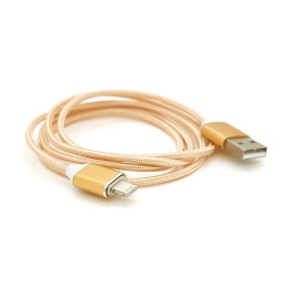 Магнітний кабель USB 2.0/Lighting, 1m, 2А, індикатор заряду, обплетення тканини, знімач, Gold, Blister ( під наконечник 1938 )