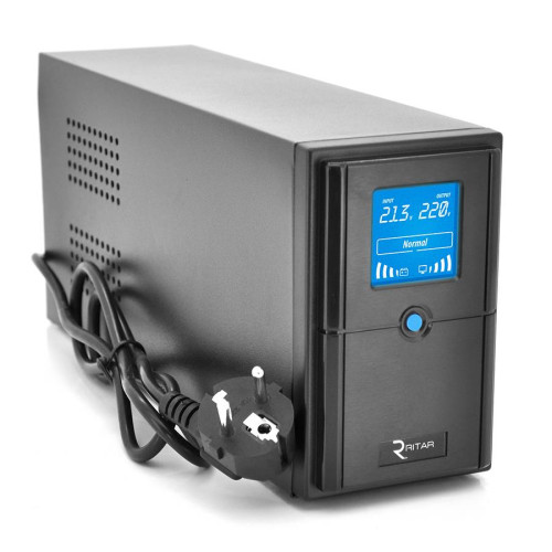 ДБЖ Ritar E-RTM800 (480W) ELF-D, LCD, AVR, 2st, 2xSCHUKO socket, 1x12V9Ah, metal Case. Q4 (370*130*210)5,8кг (310*85*140)