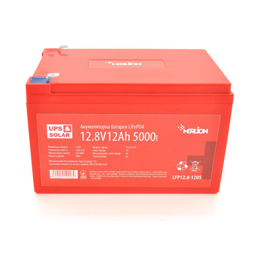 Літій-залізо-фосфатний акумулятор Merlion LiFePO4 12.8V 12AH (4S2P/BMS-15A), (151x99x99) for UPS, до 5000 циклів, Q12