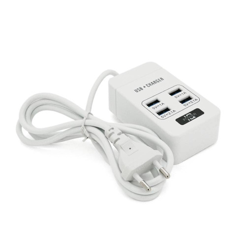 Мережевий фільтр ТВ-Т05, 4 USB, 1.5 м, перетин 3х0,5мм, 2.1А, White, Box