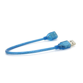 Подовжувач USB 2.0 AM / AF, 0.3m, прозорий синій Q500