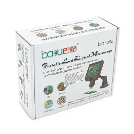Відеомікроскопи BAKKU BA-006 з дисплеєм 4,3 ", збільшення 1-600X, 3.MP, Black, Пам'ять 8 Гб (208 * 170 * 80) 0,5 кг