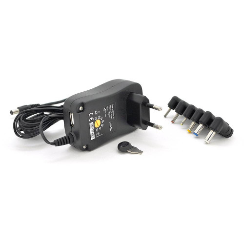 Універсальний БП Input 100V-240V 50-60Mhz, Output :3V-12V-2.1A 30W, 6 Г-подібних роз'ємів 2.35*0.75/ 3.0*1.1/3.5*1.35/4.0*1.7 /5.5