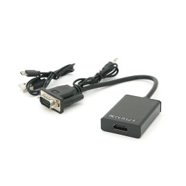 Конвертер VGA to HDTV Adapter + Audio, Black, Full HD 1080P, Blister