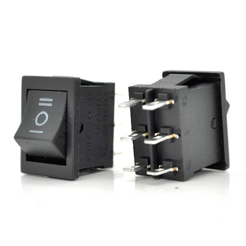 Перемикач ON-OFF KCD2-213, 250VAC / 6A, 6 контактів, Black,Q100