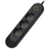 Мережевий фільтр F03U, 3 розетки EU + 3 USB, 1.5 м, перетин 3х0, 75мм, 2500W, Black, Bag