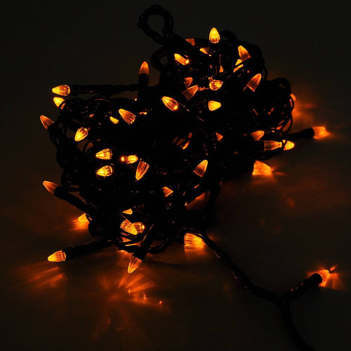 Гірлянди 100LED (Діод) Yellow, 7 режимів, 5 метрів, чорна ізоляція, BOX