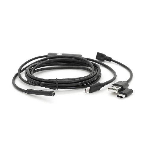 Універсальний ендоскоп 3в1 (USB/MicroUSB/Type-C) для смартфона/ПК, камера 5.5мм, м'який кабель 2м, з LED-підсвічуванням, IP67
