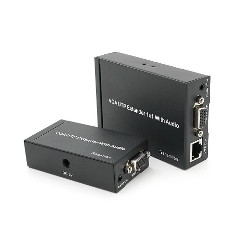 Активний подовжувач VGA сигналу до 300m по витій парі Cat5e / 6e, 1080P, Black, BOX