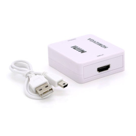 Конвертер Mini, HDMI to VGA, ВХІД HDMI (мама) на ВИХІД VGA (мама), 720P / 1080P, White, BOX