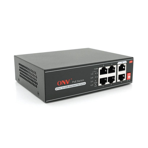 4х портовий PoE комутатор з автоперезапуском ONV-H1064PLD, 4хРоЕ 100Мбіт + 2хUplink 100Мбіт до 250м, IEEE802.3af/at, загальна потужність 65Вт