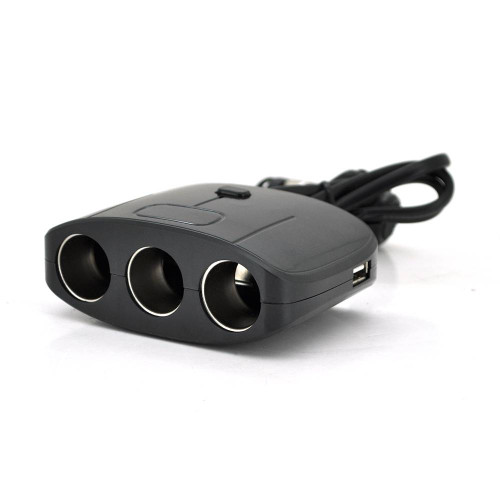 АЗП розгалужувач Olesson 1635, 12V-3 * 12V + 2 * USB, Black, Blister