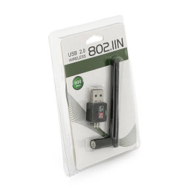 Бездротовий мережевий адаптер з антеною 10см 2DBI Wi-Fi-USB Merlion LV-UW02-2DB, 802.11bgn, 300MB, 2.4 GHz, WIN7/XP/Vista/2K/MAC/LINUX