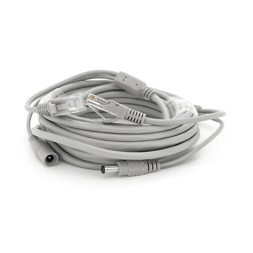 Патчкорд комбінований по кручений парі RJ-45 + DC 5m, сірий, Q100
