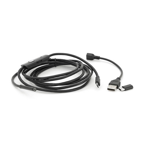 Універсальний ендоскоп 3в1 (USB/MicroUSB/Type-C) для смартфона/ПК, камера 5.5мм, жорсткий кабель 2м, з LED-підсвічуванням, IP67