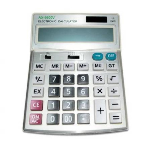 Калькулятор AX 9800V, 31 кнопка, сріблястий, розміри 200х155х50, Box