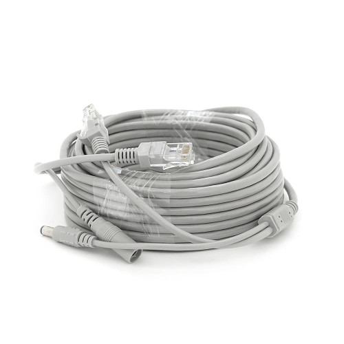 Патчкорд комбінований по кручений парі RJ-45 + DC 10m, сірий, Q60