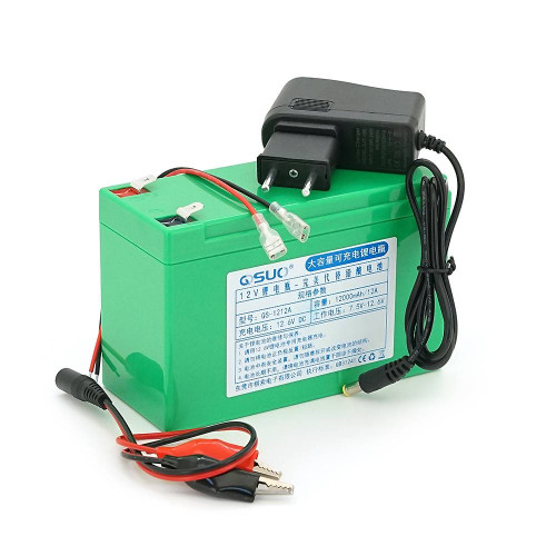 Акумуляторна батарея літієва QiSuo 12V 12A з елементами Li-ion 18650 (150X64,5X97,7) + зарядний пристрій 12,6V / 1A + крокодили